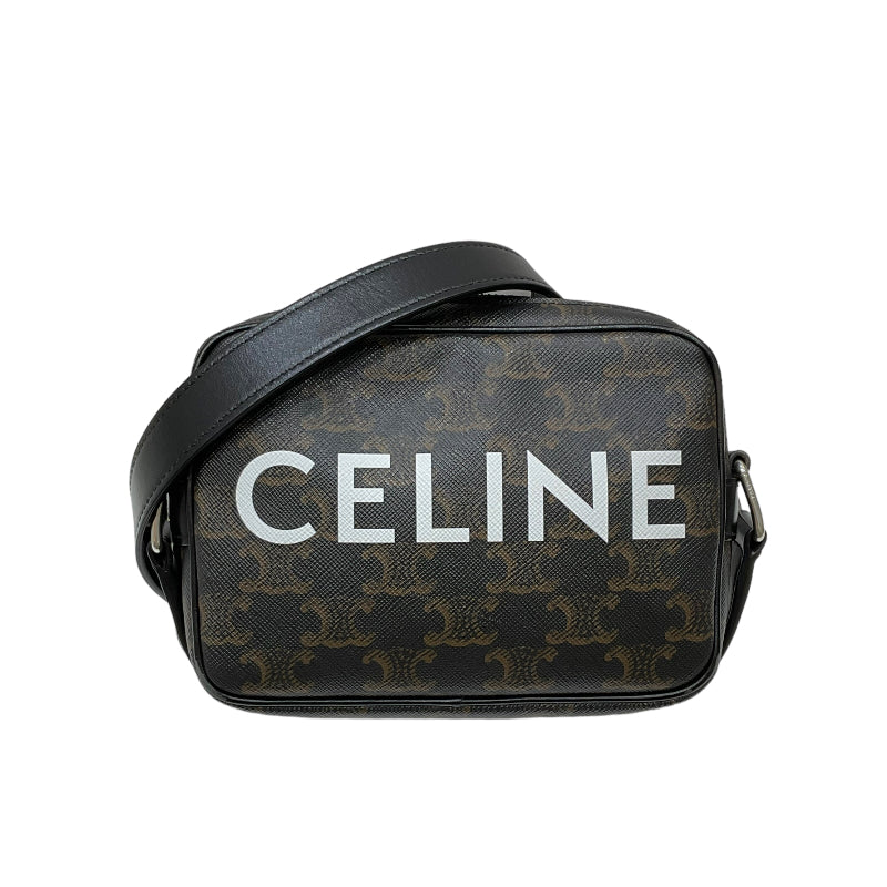 セリーヌ ミニメッセンジャーバッグ 19451 トリオンフキャンバス ブラック ショルダーバッグレディース