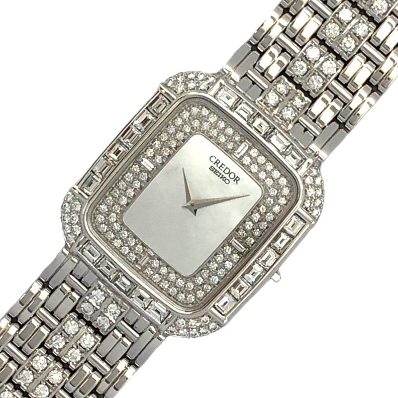 セイコー SEIKO クレドール 5A74-3D00 ホワイトシェル K18YG クオーツ メンズ 腕時計