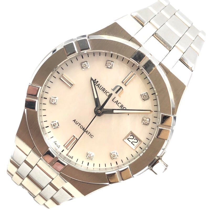 モーリスラクロア ラバーバングル レディース腕時計 正規稼働品ゴールドホワイトブラウン