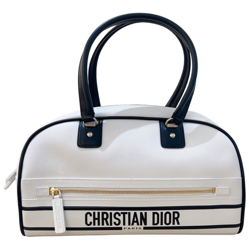 クリスチャン・ディオール Christian Dior ボーリングバッグ ホワイト/ブラック レザー レディース ハンドバッグ
