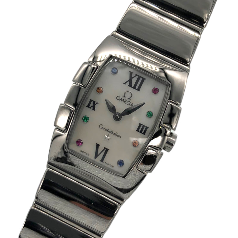 オメガ OMEGA コンステレーション クアドレラ ミニ ホワイトシェル カラーストーン8P 1584.79 シルバー×ホワイト SS レディース 腕時計腕時計