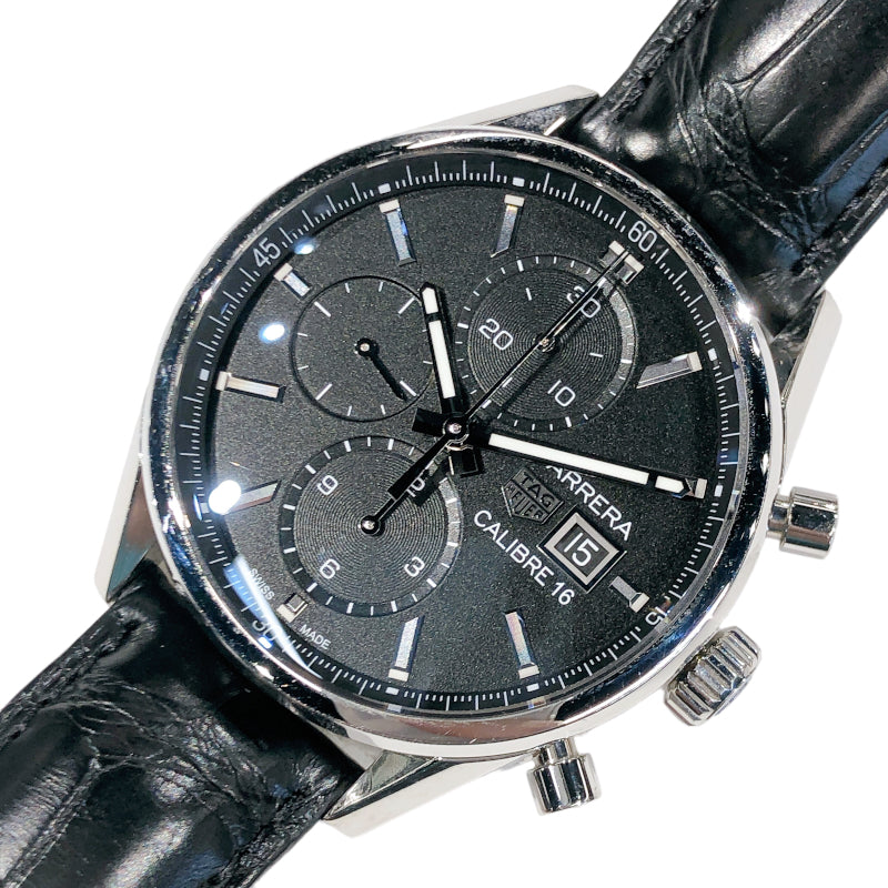 タグ・ホイヤー TAG HEUER カレラ キャリバー16 クロノグラフ CBK2110 ブラック文字盤 SS メンズ 腕時計