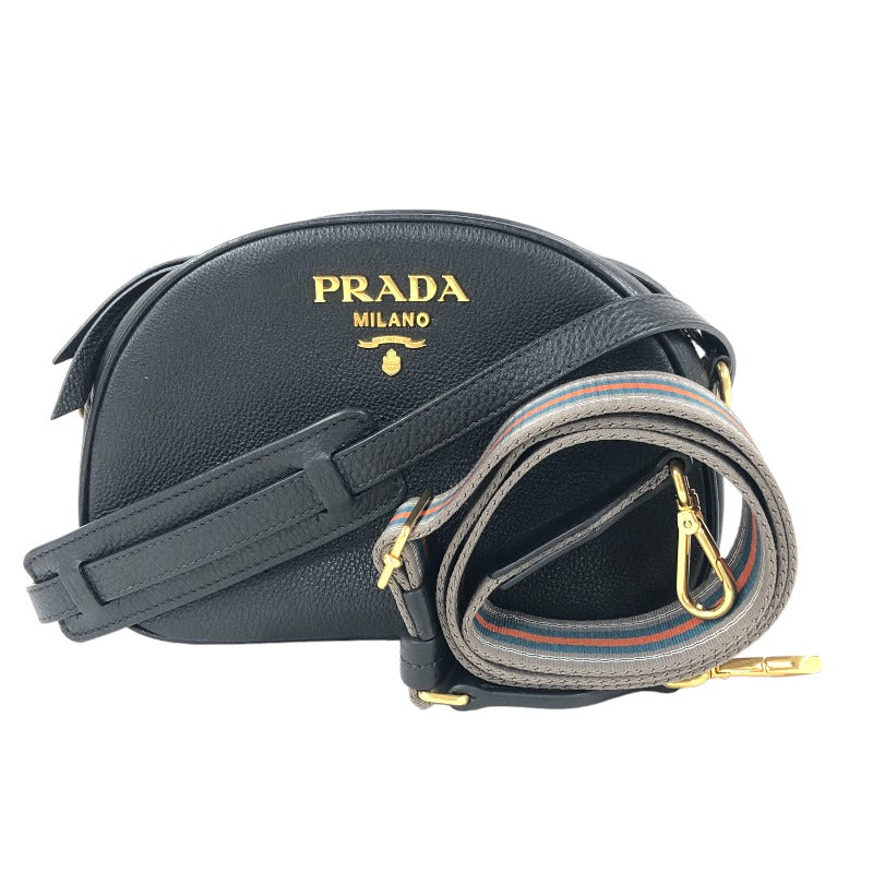 プラダ PRADA レザーショルダーバック 1BH130 ブラック ゴールド金具