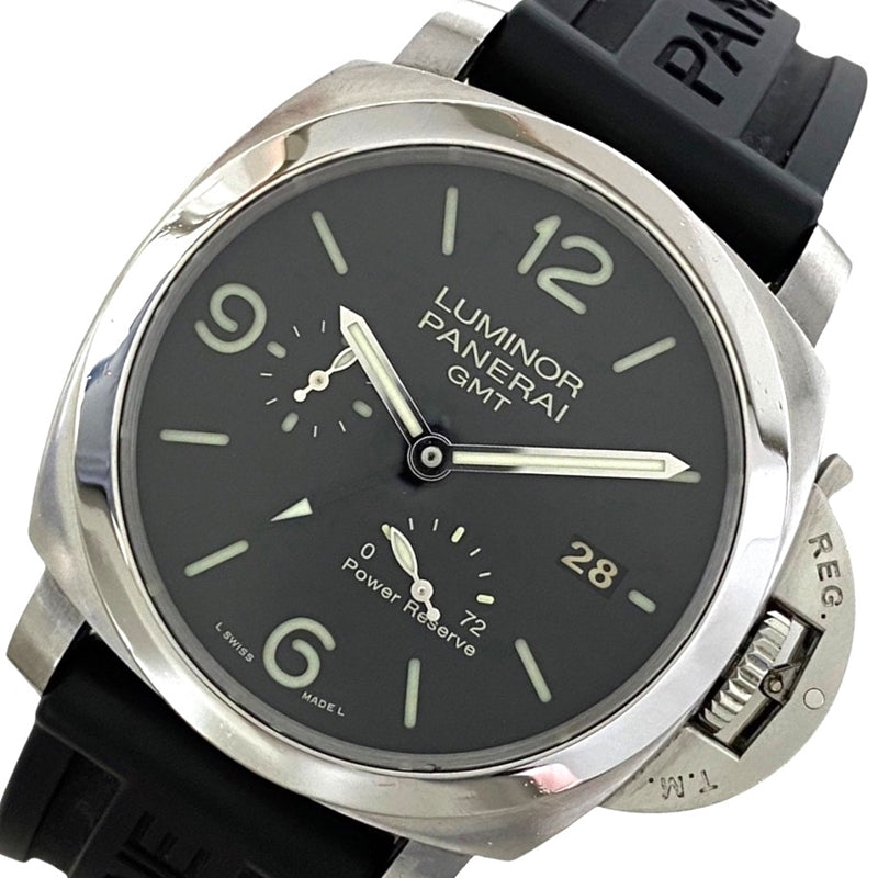 パネライ PANERAI ルミノール 1950 3デイズ GMT パワーリザーブ PAM00321 ブラック SS/純正尾錠/純正ベルト メンズ 腕時計