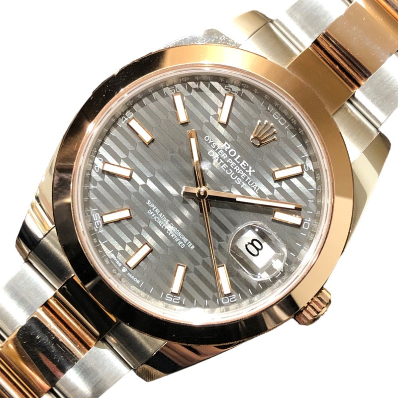 ロレックス ROLEX デイトジャスト41 フルーテッドモチーフ スレート 126301 PG/SS メンズ 腕時計