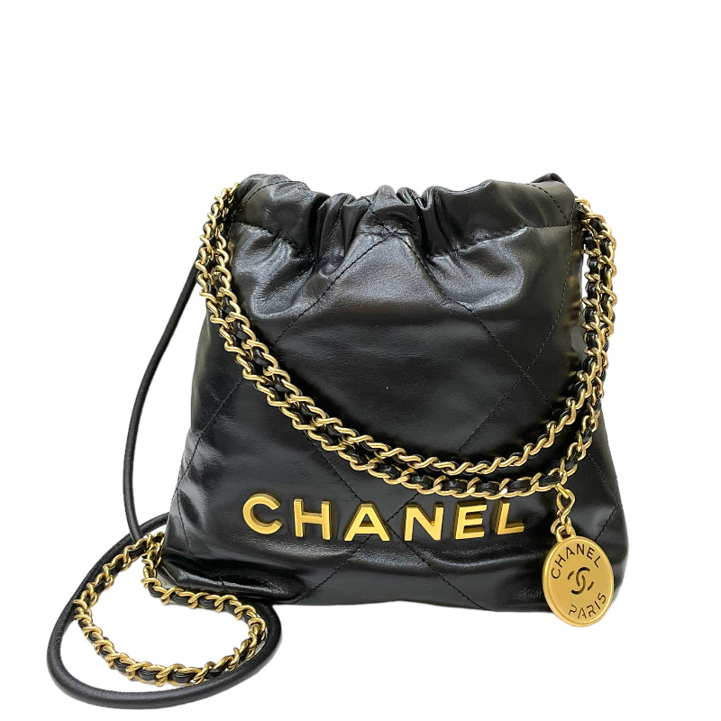 シャネル CHANEL CHANEL22 ミニハンドバッグ AS3980 ブラック ゴールド ...