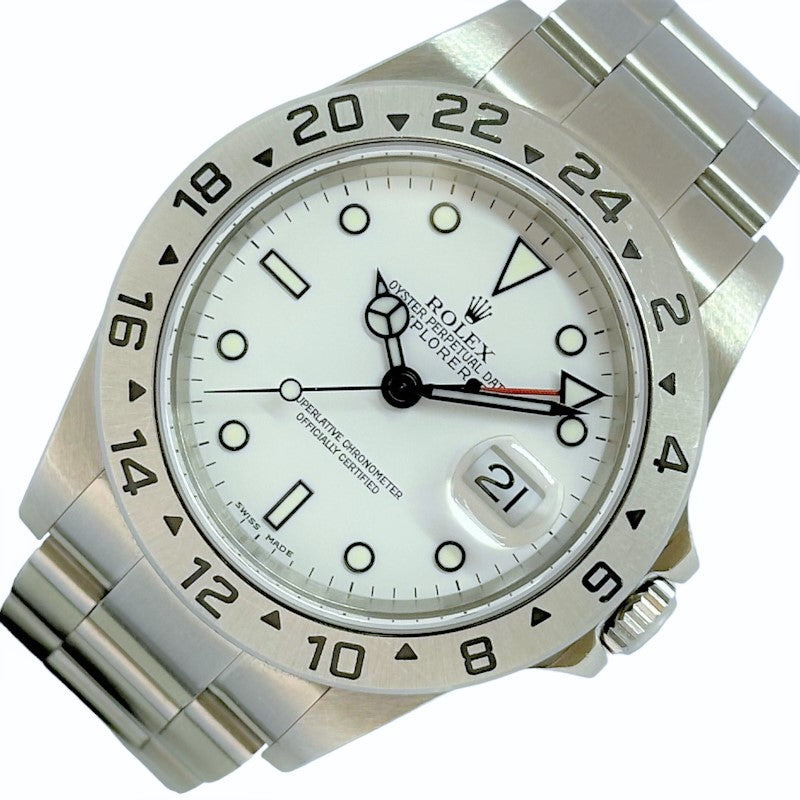 ロレックス ROLEX エクスプローラーⅡ Y番 ホワイト文字盤 横穴 16570 ステンレススチール メンズ 腕時計 |  中古ブランドリユースショップ OKURA(おお蔵)