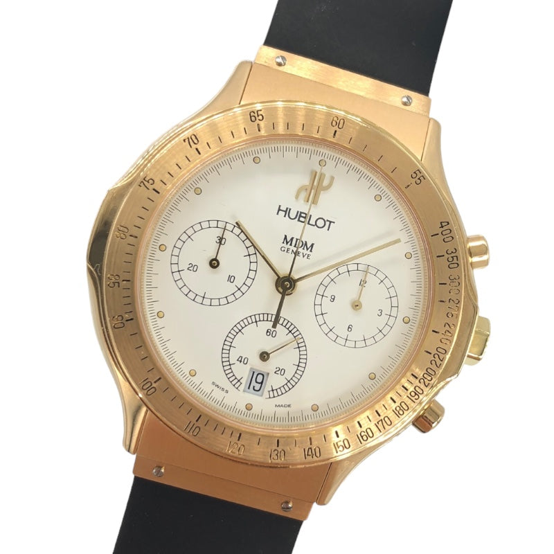 ウブロ HUBLOT MDM ジュネーブ 1620.8 ホワイト K18YG/ラバーベルト メンズ 腕時計