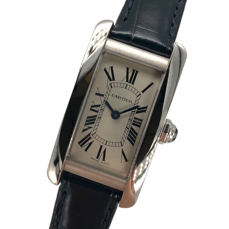 カルティエ Cartier タンクアメリカン SM WSTA0016 ホワイト SS/レザーベルト レディース 腕時計