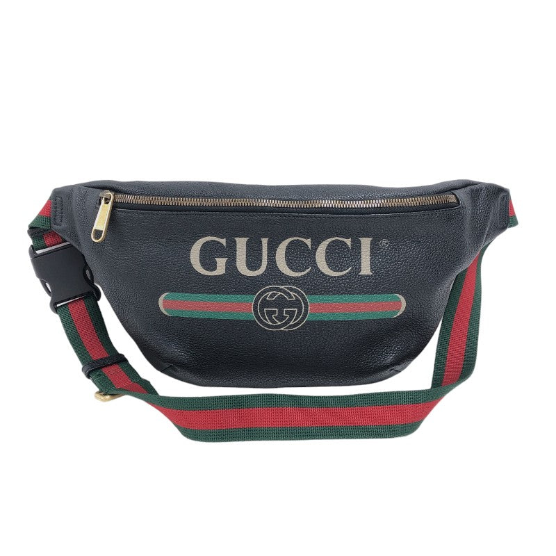 グッチ GUCCI ロゴプリント ベルトバッグ 493869 ブラック レザー