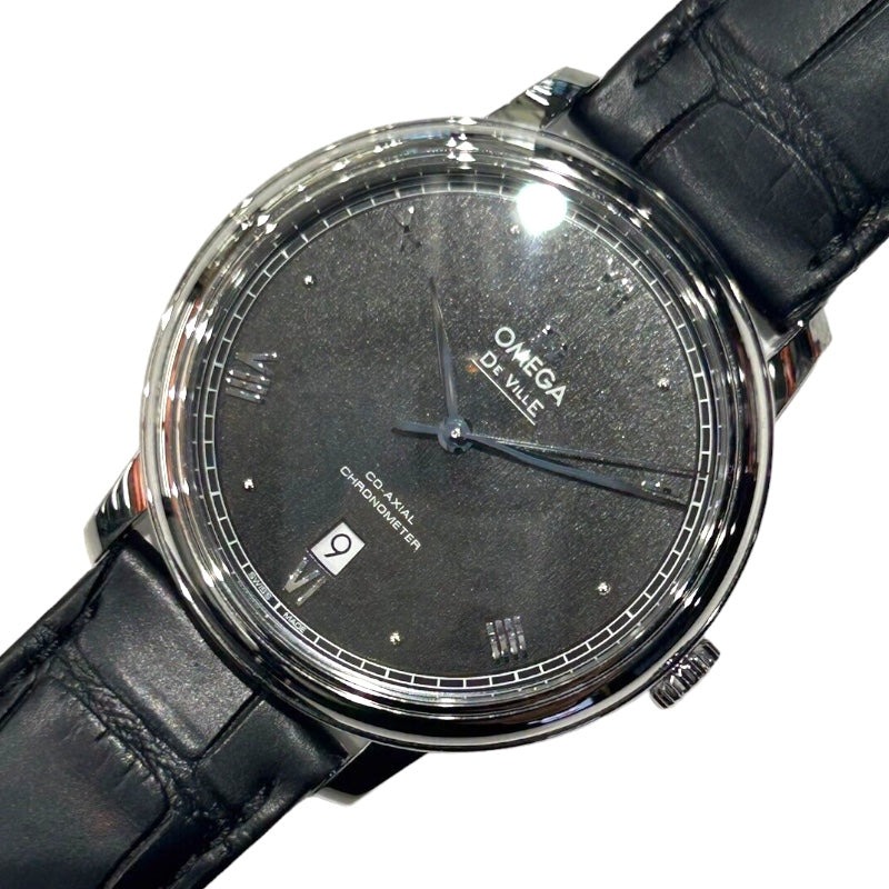 オメガ OMEGA デビル プレステージ コーアクシャル クロノメーター 424.13.40.20.01.002 ブラック ステンレススチール メンズ  腕時計