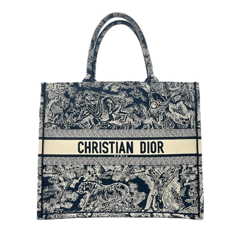 クリスチャン・ディオール Christian Dior ブックトートラージ ネイビー×ホワイト キャンバス レディース トートバッグ