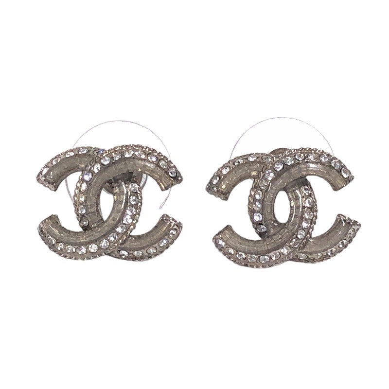 CHANEL】ピアス メタル CC ロゴ フープ リング シルバー - アクセサリー