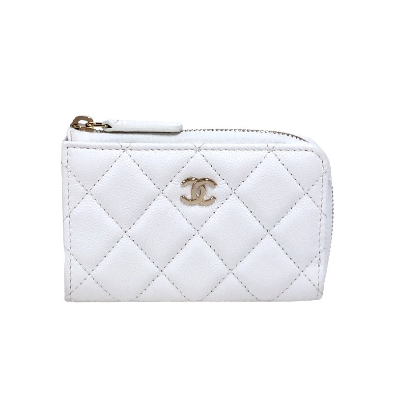 シャネル CHANEL コインケース AP0221 ホワイト ゴールド金具 キャビア 