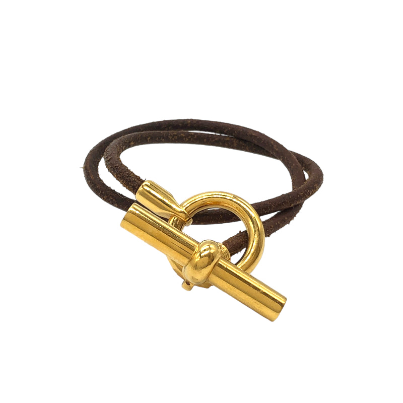 エルメス HERMES グレナンチョーカー ブラウン GD金具 レザー 