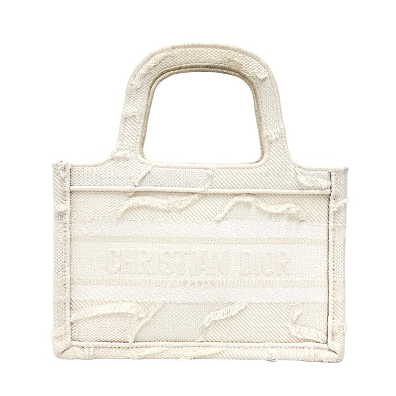 クリスチャン・ディオール Christian Dior ブックトートミニ ホワイト キャンバス レディース ハンドバッグ