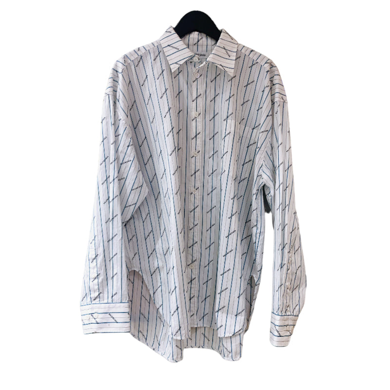 バレンシアガ ロゴストライプコットンシャツ 527818 コットン 長袖