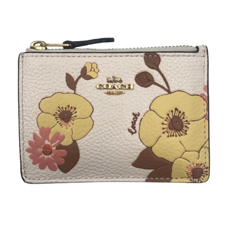 新品☆COACH コインケース 花柄 ホワイト レザー コインケースコイン