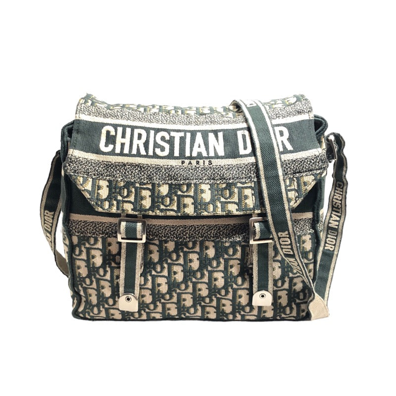 クリスチャン・ディオール Christian Dior オブリーク ショルダーバッグ グリーン キャンバス メンズ ショルダーバッグ