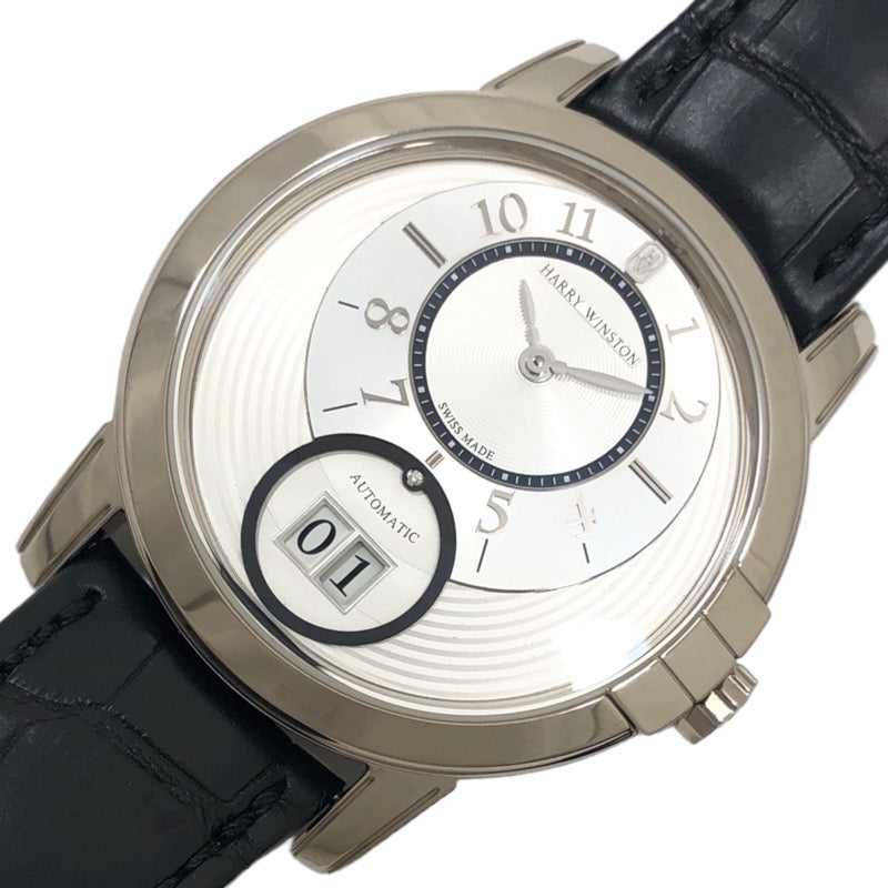 ハリーウィンストン HARRY WINSTON ミッドナイト ビッグデイト オートマティック MIDABD42WW03 K18WG/革ベルト 自動巻き  メンズ 腕時計