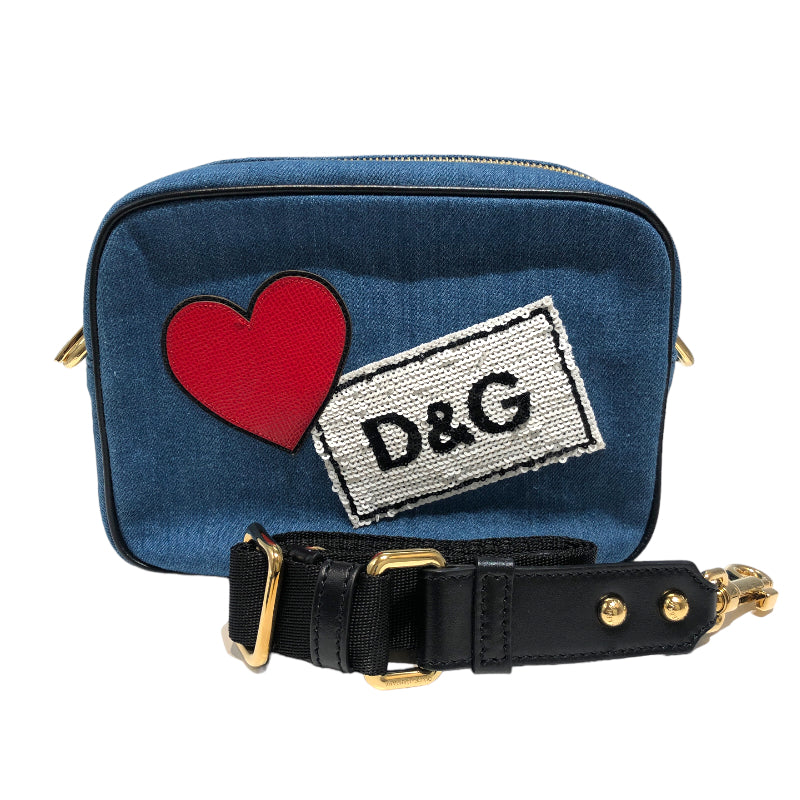 ドルチェ＆ガッバーナ Dolce & Gabbana クロスボディバッグ BB6294 ブルー ゴールド金具 デニム スパンコール レディース  ショルダーバッグ