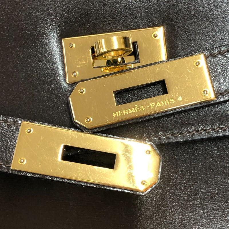 【ネット限定】エルメス HERMES ケリー32 〇T刻 エベンヌ ゴールド金具 ボックスカーフ レディース ハンドバッグ