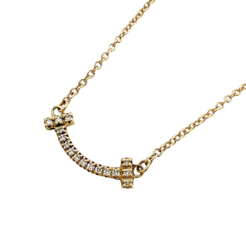 ティファニー TIFFANY＆CO Tスマイルダイヤネックレスミニ イエローゴールド 750 ジュエリー