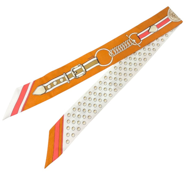 エルメス HERMES ツイリー Grand Tralala オレンジ シルク レディース スカーフ
