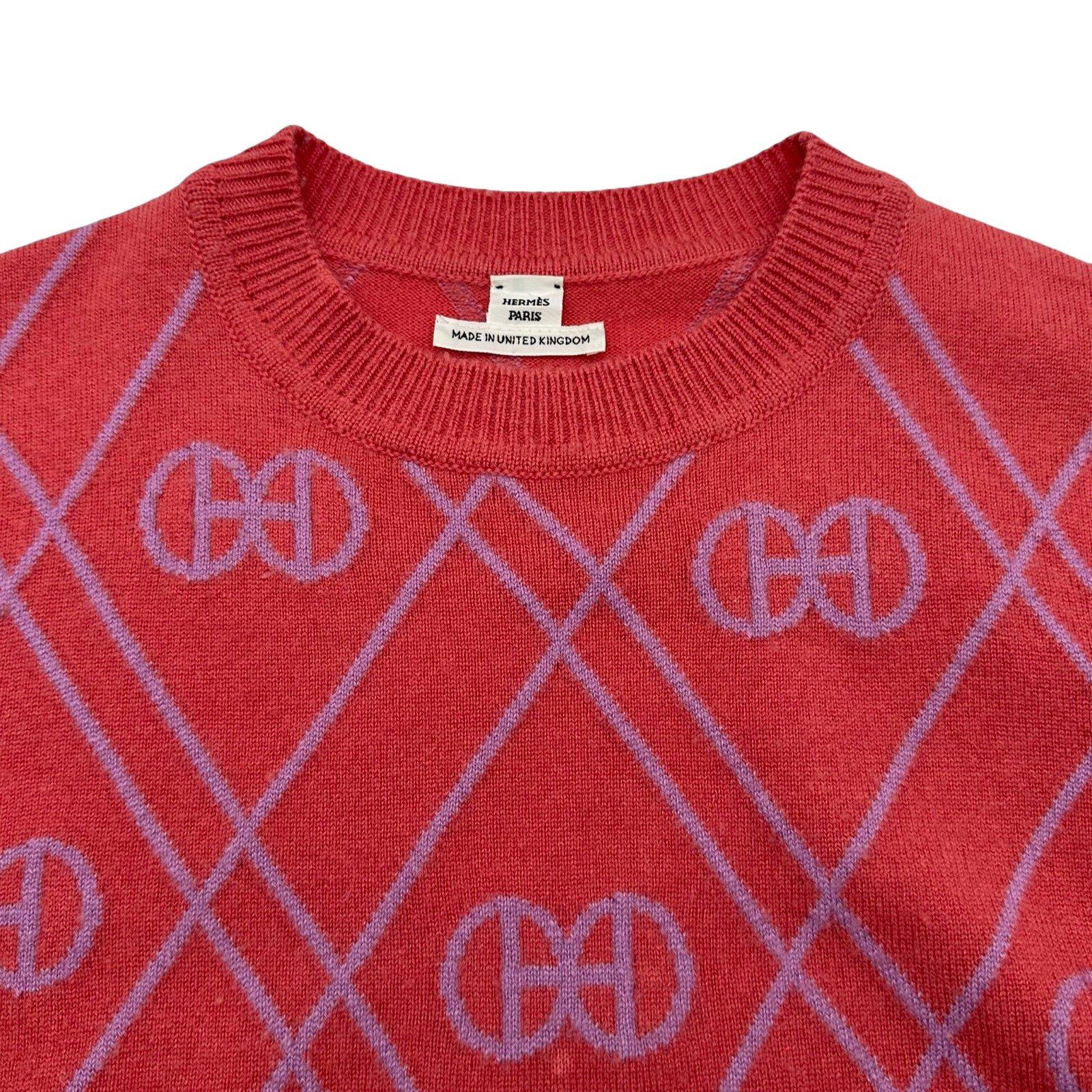 エルメス HERMES Hロンド総柄ニットセーター ピンク カシミヤ レディース セーター エルメス HERMES Hロンド総柄ニットセーター ピンク カシミヤ