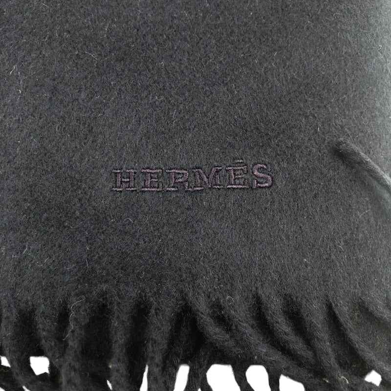 エルメス HERMES フリンジマフラー IMPRIME HERMES ODYSEE ネイビー カシミヤ メンズ マフラー