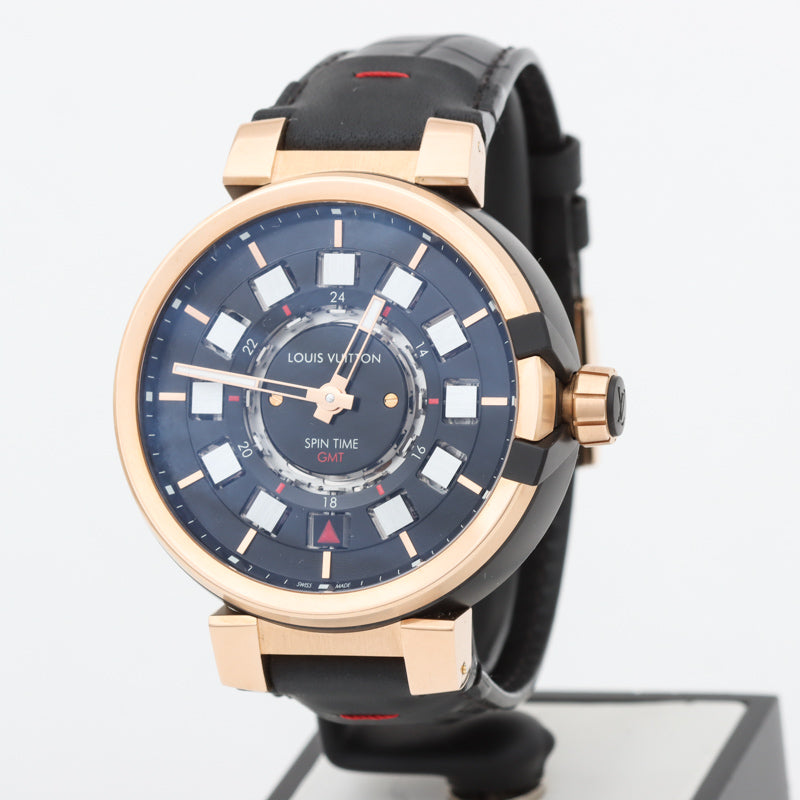 ルイ・ヴィトン LOUIS VUITTON タンブール エボリューション スピンタイム GMT Q1BG1 PG 自動巻き メンズ 腕時計