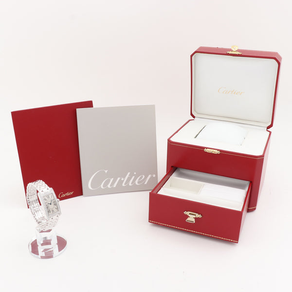 カルティエ Cartier タンクアメリカン WB7073L1 ホワイト K18WG クオーツ レディース 腕時計