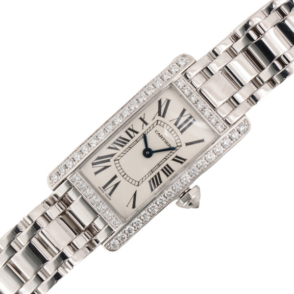 カルティエ Cartier タンクアメリカン WB7073L1 ホワイト K18WG クオーツ レディース 腕時計