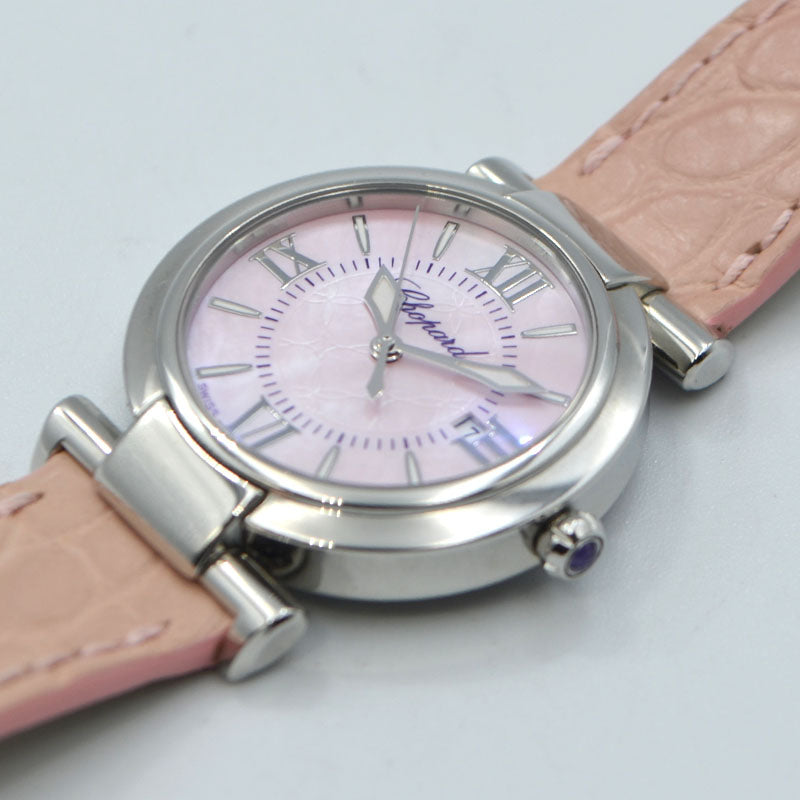 ショパール Chopard インペリアーレ ラヴィアンローズ 388541-3006 ピンクシェル文字盤 SS/レザーストラップ クオーツ レディース  腕時計