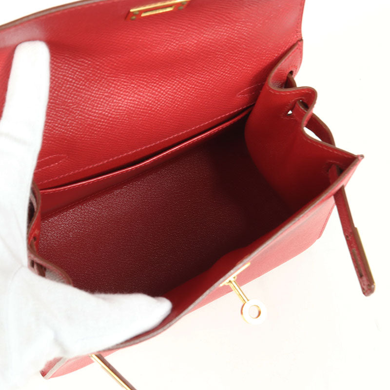 エルメス HERMES ミニケリー □C刻　(1999年製) ルージュヴィフ ゴールド金具 クシュベル レディース ハンドバッグ