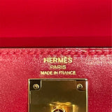 エルメス HERMES ケリー28 外縫い C刻 ルージュヴィフ ゴールド金具 タデラクト レディース ハンドバッグ