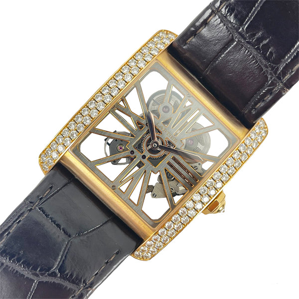 カルティエ Cartier タンクMC スケルトン HPI00715 K18PG/革ベルト 手