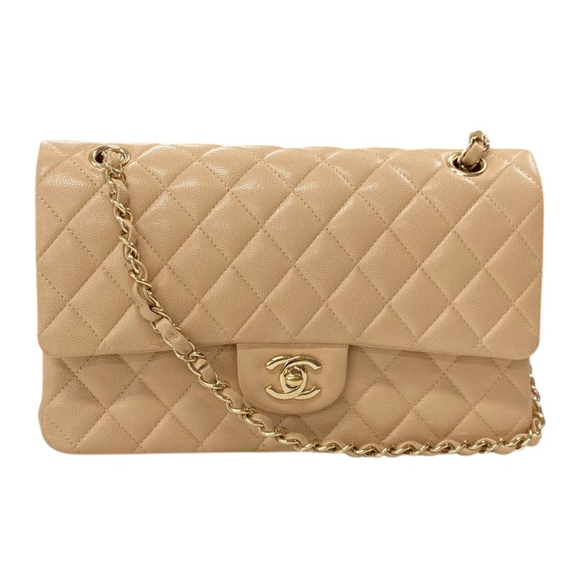 シャネル CHANEL マトラッセ25 A01112 ベージュ ゴールド金具 キャビアスキン レディース ショルダーバッグ