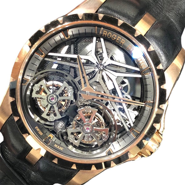 ロジェ・デュブイ ROGER DUBUIS エクスカリバー ダブルフライングトゥールビヨン RDDBEX0818 K18PG/革ベルト 手巻き メンズ 腕時計