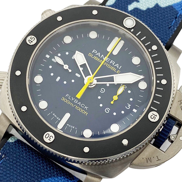パネライ PANERAI サブマーシブル クロノグラフ マイクホーンエディション PAM01291  ブルー SS 自動巻き メンズ 腕時計