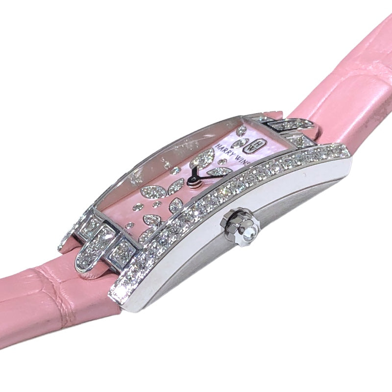 ハリーウィンストン HARRY WINSTON アヴェニューCミニ AVCQHM16WW055 ピンク／K18WG K18ホワイトゴールド K18ホワイトゴールド／レザー クオーツ レディース 腕時計