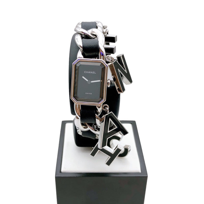 シャネル CHANEL プルミエール　ウォンテッドドゥシャネル　ロゴチャーム付き H7471 ブラック/シルバー SS クオーツ レディース 腕時計