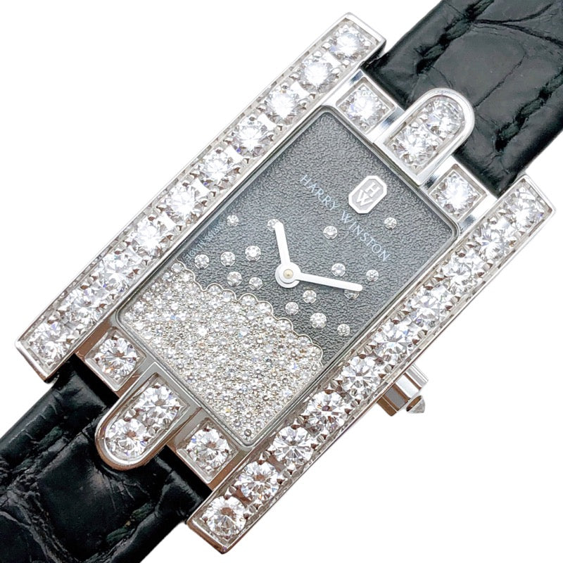 ハリーウィンストン HARRY WINSTON アヴェニュー ダイヤモンドドロップス AVEQHM21WW280 シルバー×ブラック 750WG・純正ダイヤモンド クオーツ レディース 腕時計