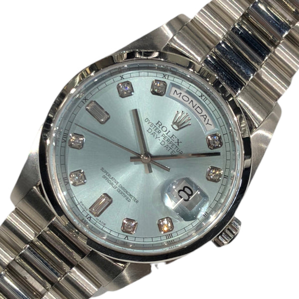 ロレックス ROLEX デイデイトアイスブルー 18206A アイスブルー PT 自動巻き メンズ 腕時計