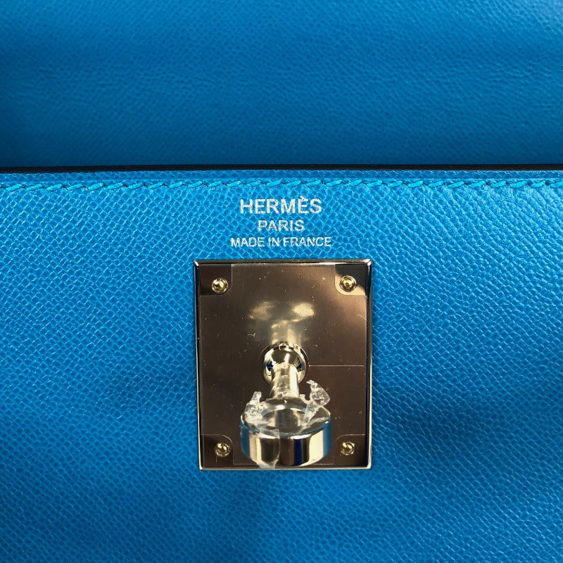 エルメス HERMES ケリー28 U刻 ブルーフリーダー シルバー金具 ヴォーマダム レディース ハンドバッグ