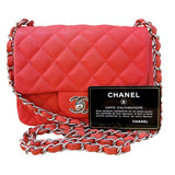 シャネル CHANEL ミニマトラッセ18 A01115 レッド／シルバー金具 キャビアスキン レディース ショルダーバッグ