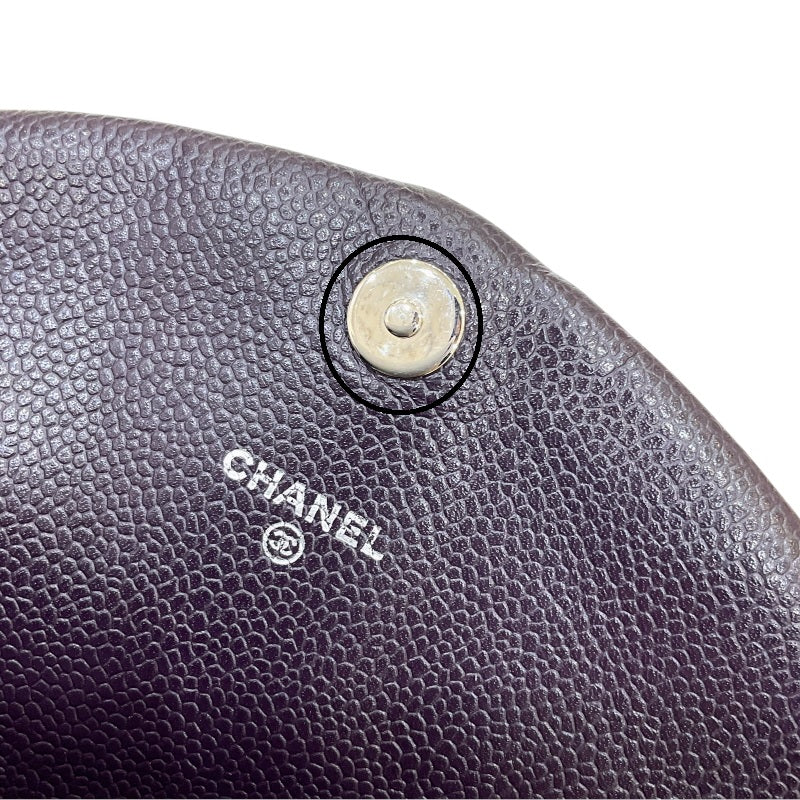 シャネル CHANEL ハーフムーン チェーンウォレット A40033 18番台 パープル シルバー金具 キャビアスキン レディース ショルダーバッグ