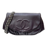 シャネル CHANEL ハーフムーン チェーンウォレット A40033 18番台 パープル シルバー金具 キャビアスキン レディース ショルダーバッグ