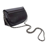 シャネル CHANEL ハーフムーン チェーンウォレット A40033 18番台 パープル シルバー金具 キャビアスキン レディース ショルダーバッグ
