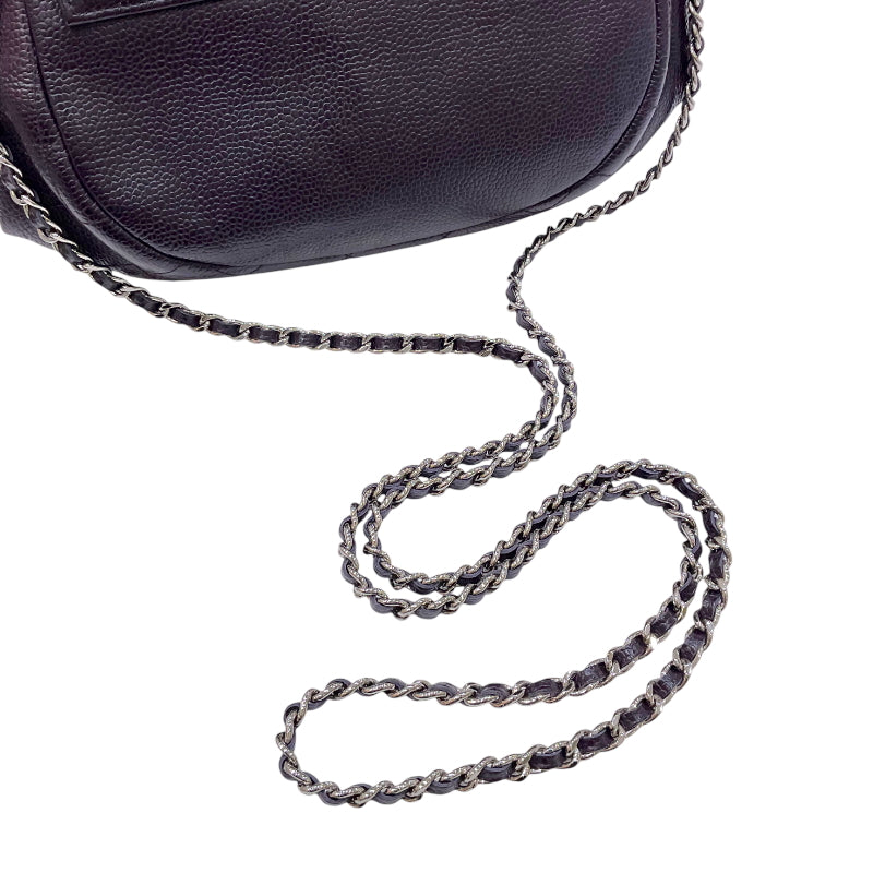 シャネル CHANEL ハーフムーン チェーンウォレット A40033 18番台 パープル シルバー金具 キャビアスキン レディース ショルダーバッグ